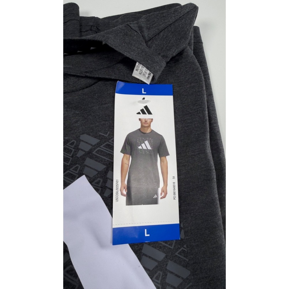 NWT Adidas Men's L Black Charcoal Gray Graphic Logo T-Shirt